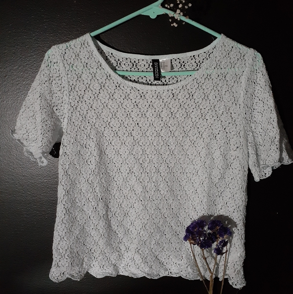 Mint Floral See-through Summer Top (Size 10, M)
